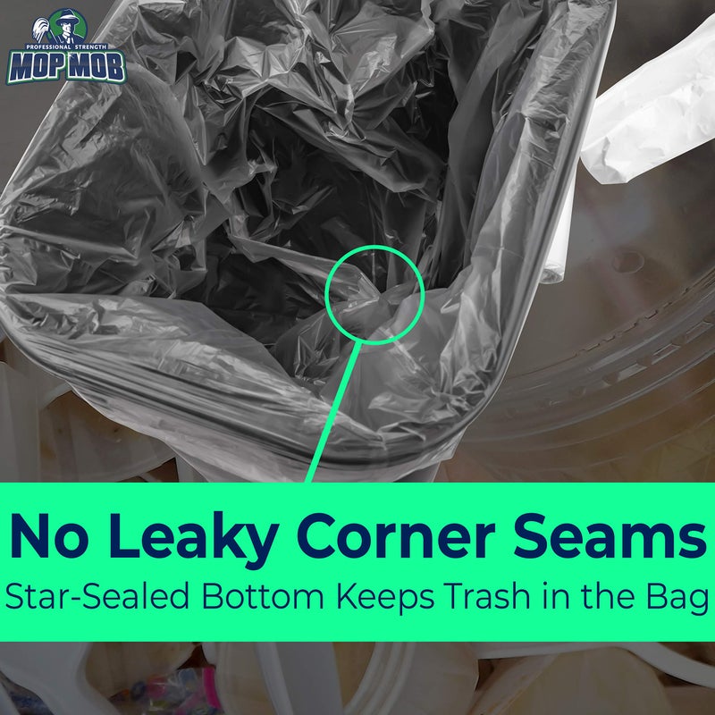 Mop Mob Space-Saving Trash Can and 100x 4 Gal. Leak-Proof Liners Set. Small Black Plastic Wastebasket and Clear Bags Great for Bathroom, Kitchen or Home Office. Garbage Bin Fits Under Most Desks & Cabinets - Image 5